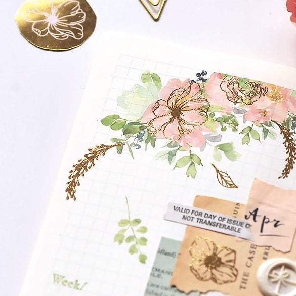 Spring Theme Cute Korean Style Flowers Fox Stamp Sticker Journal Decorative