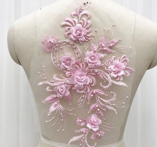 Pink Embroidered 3D Floral Applique - Lyrical, Flower Fairy