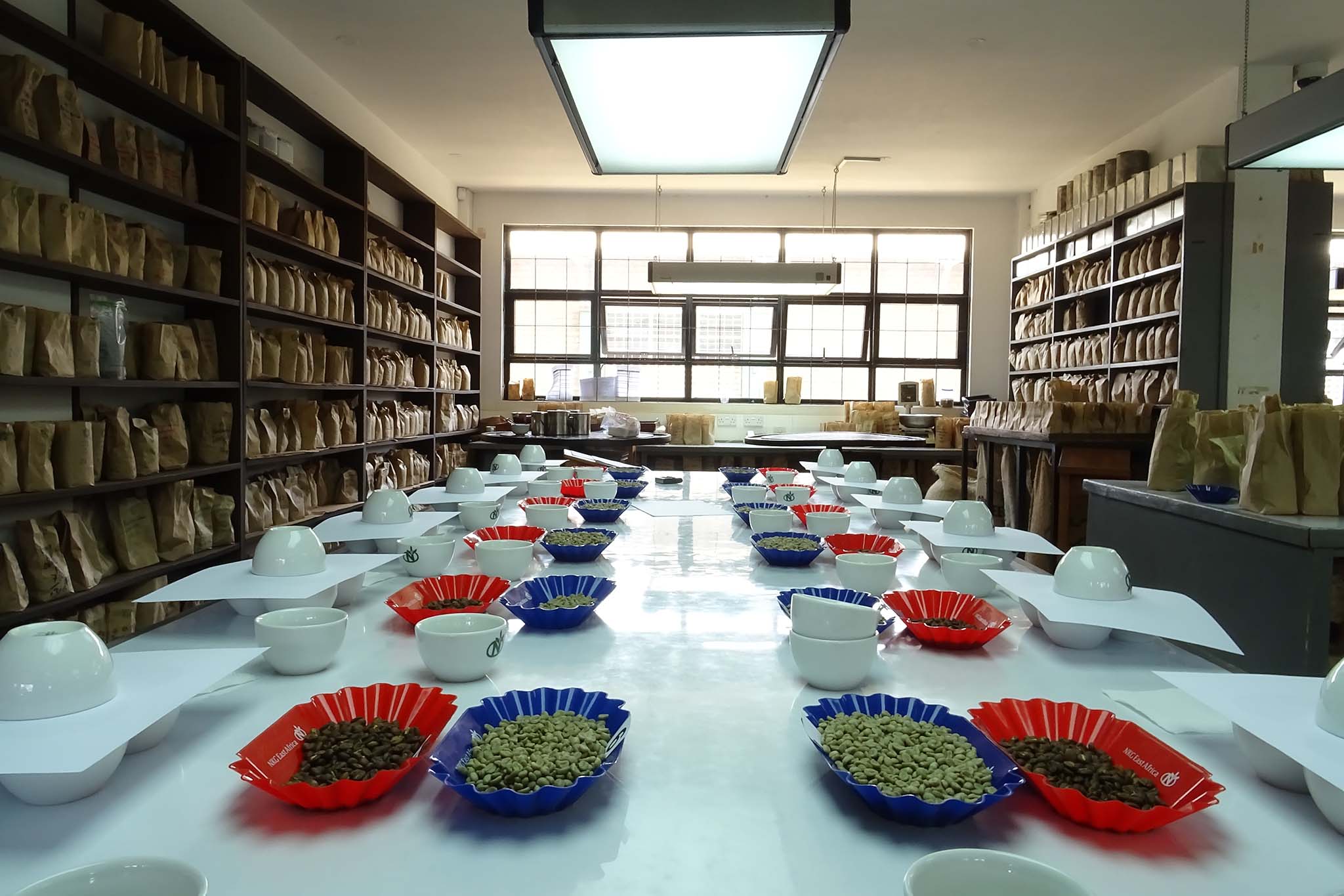 Coffee samples on table