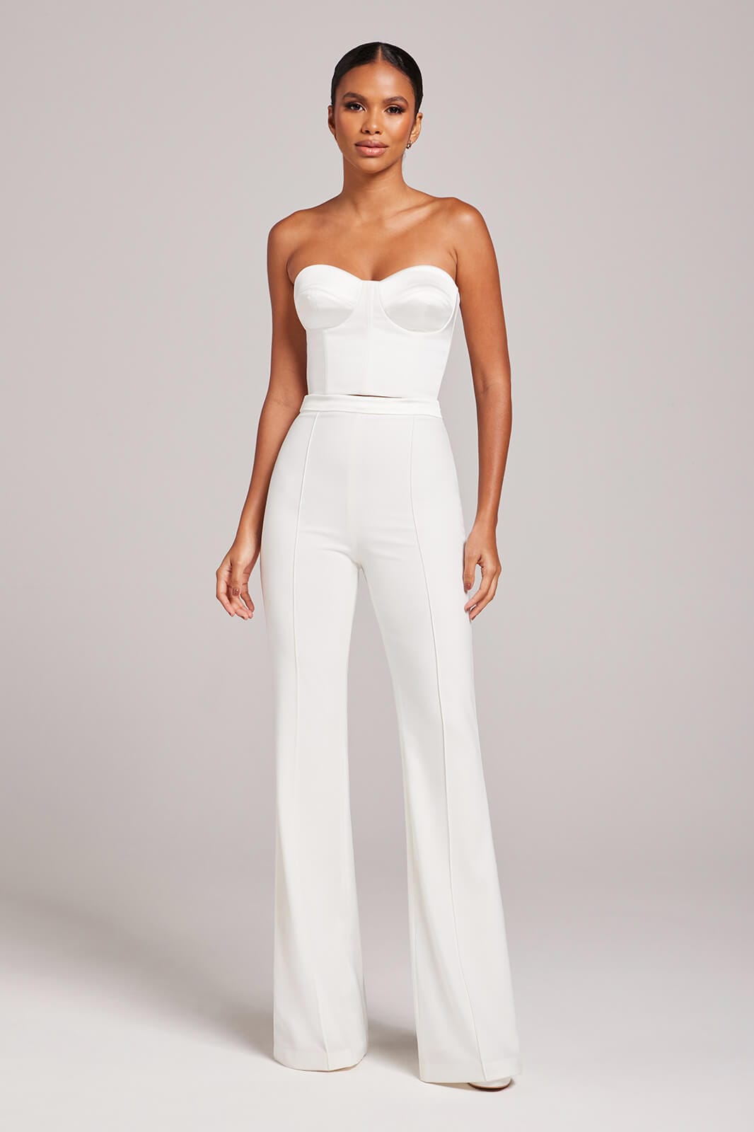 White Satin Corset Crop Top, Tops