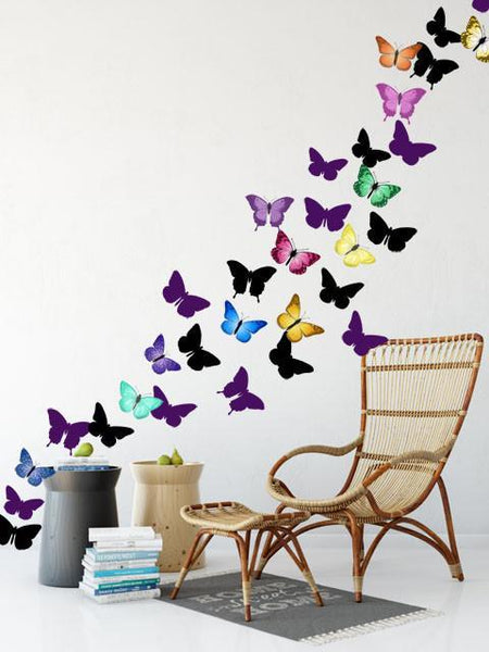 Artsy Butterfly Decor Wall Decals (30 stickers) - Kids Room Mural Wall ...