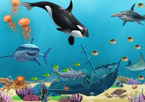 Ocean Mural ~Underwater Sea Wall Mural for Kids Room Walls