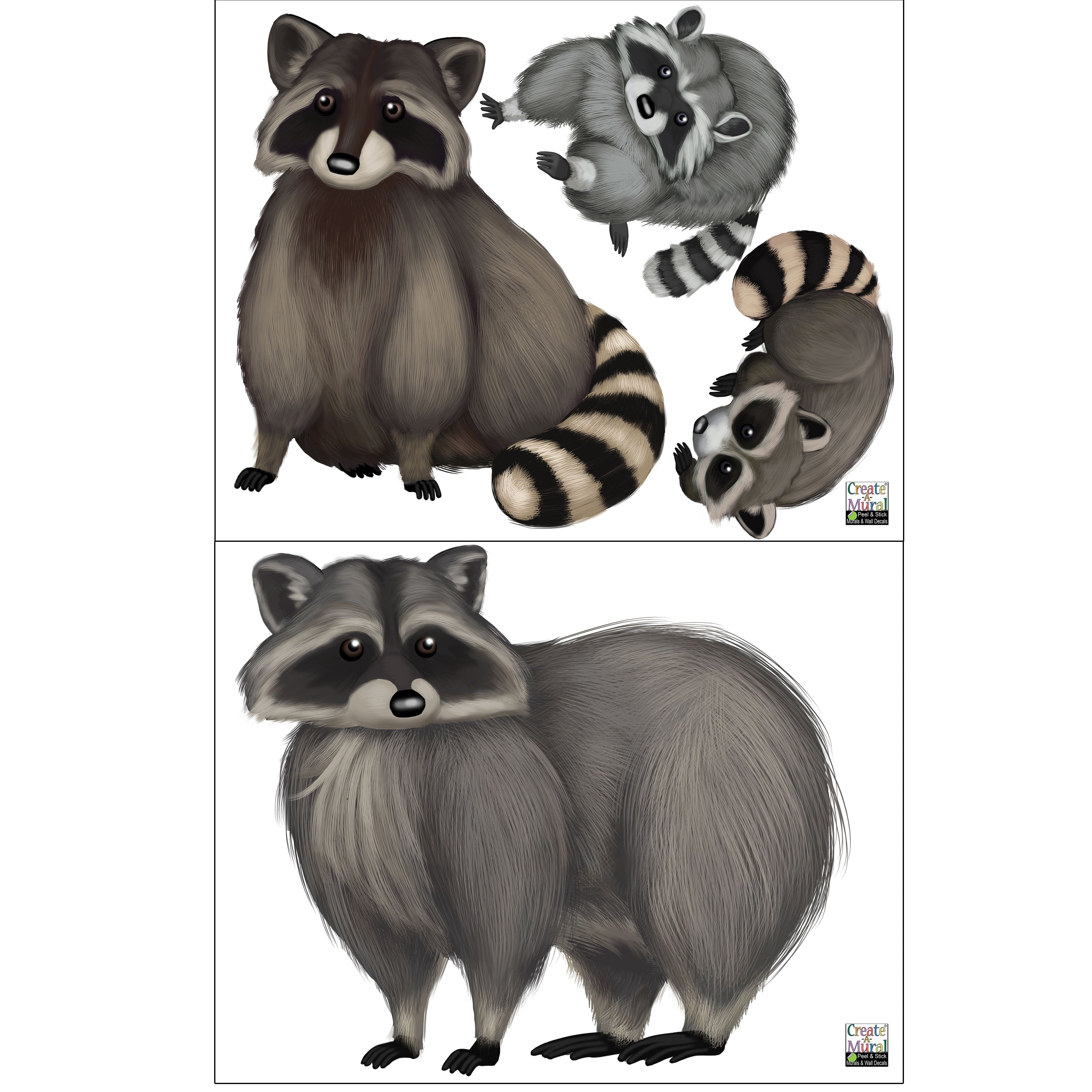 Raccoon Family Wall Decals Kids Room Animal Wall Decor Stickers - roblox decal ids of raccoons