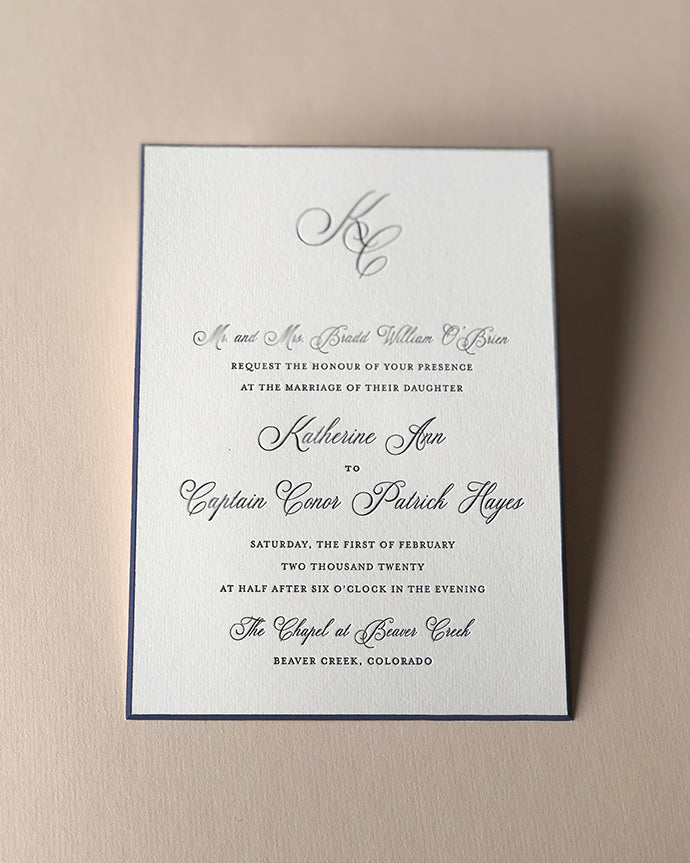 letterpress wedding invitation