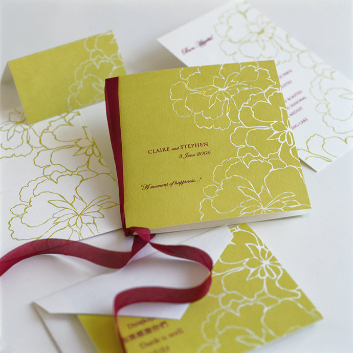 green floral invitations