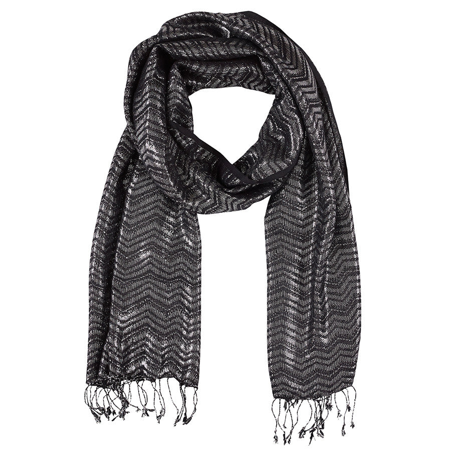 black and silver scarf
