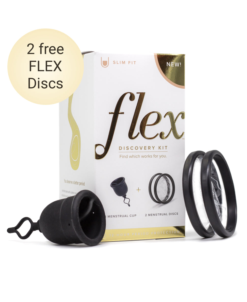 One FLEX Cup and 2 free discs for you to try. 