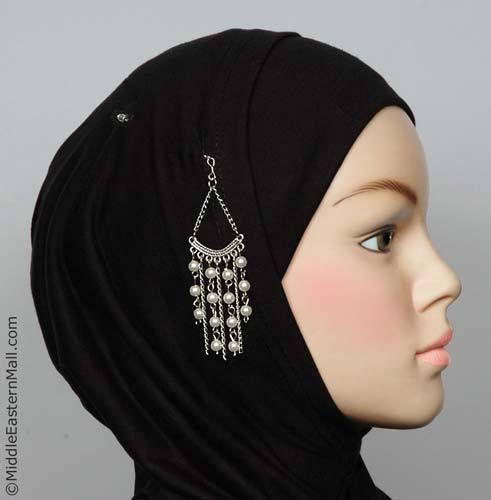 Middle Eastern Mall Filigree Hijab Pin #9 in Silver Tone