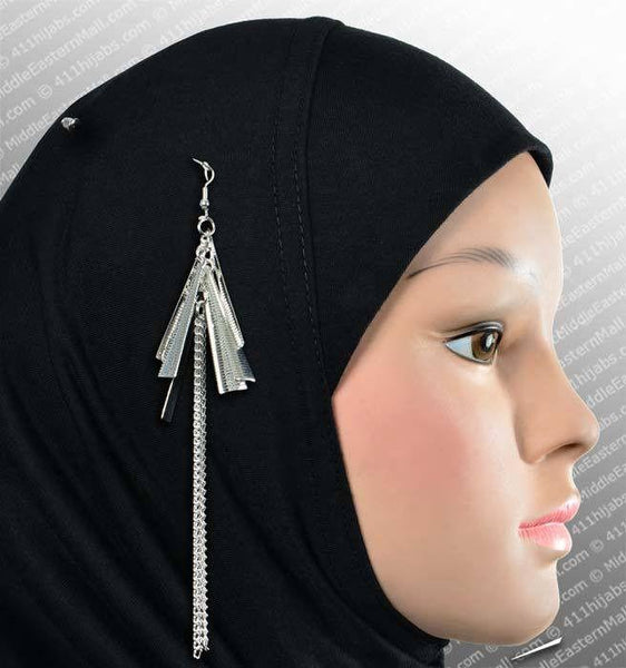 Middle Eastern Mall Filigree Hijab Pin #9 in Silver Tone