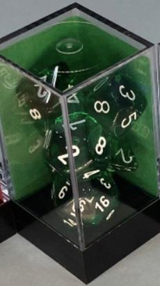 Chessex RPG Dice Sets: Translucent Polyhedral Green/white 7-Die Set