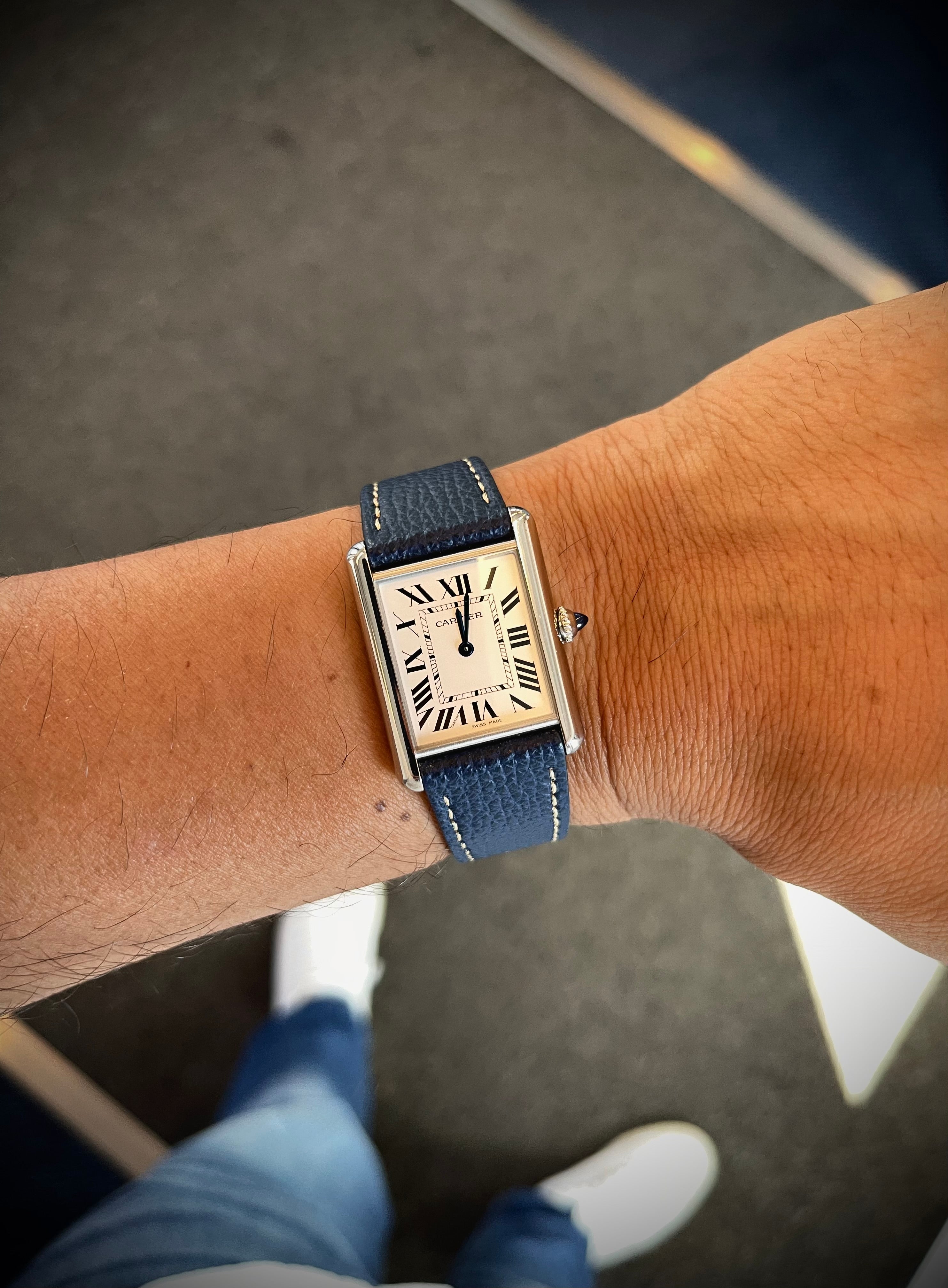 cartier tank on vario italian leather watch strap