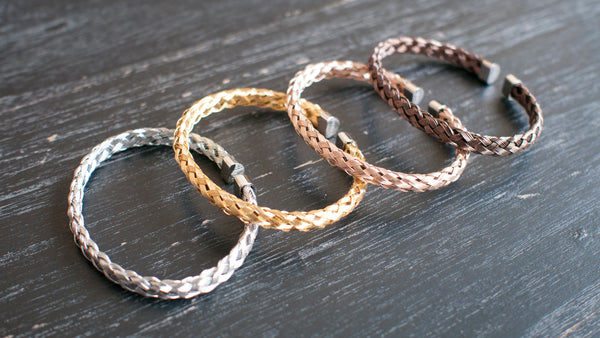 vario woven mesh bracelet silver gold rose gold copper