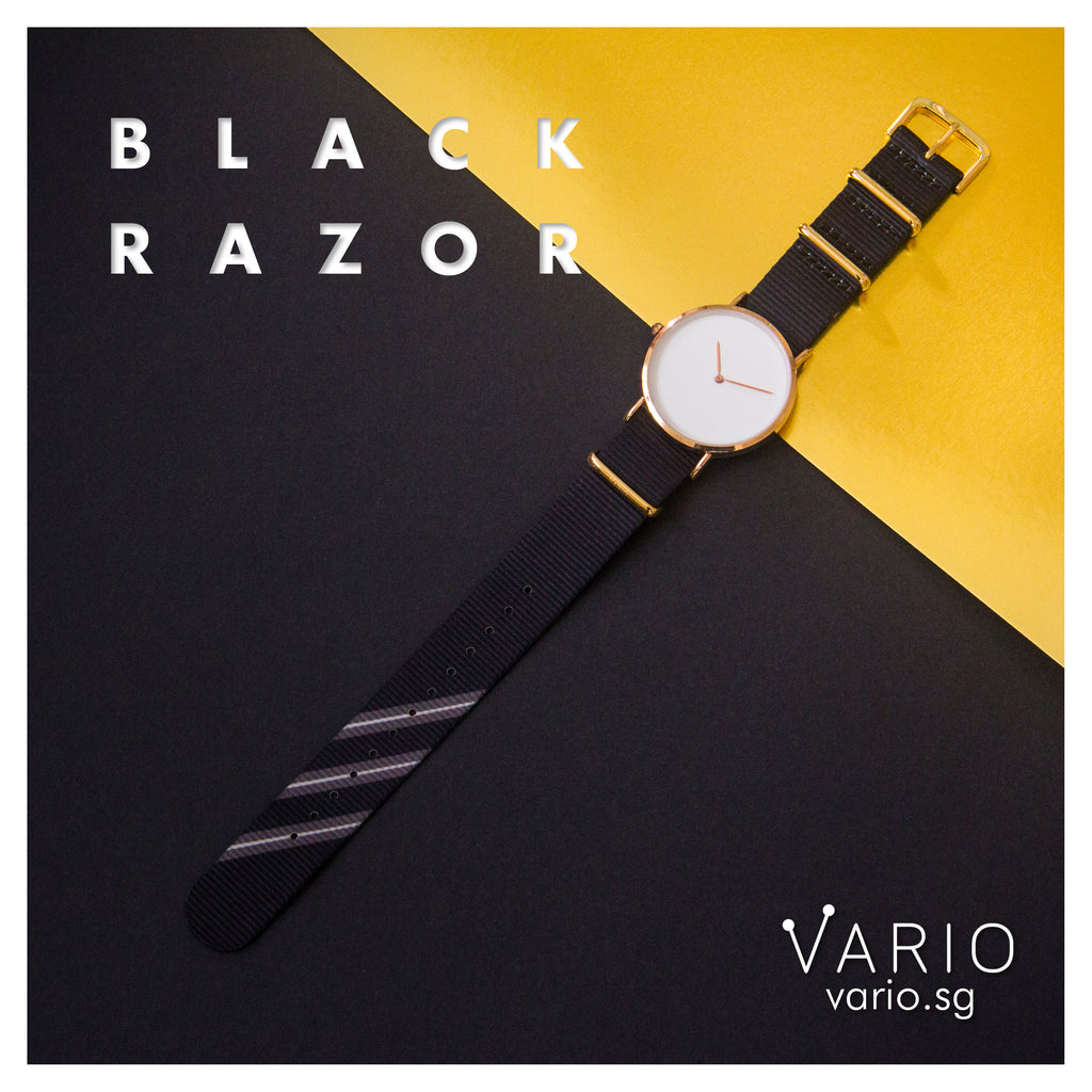 vario black razor watch strap