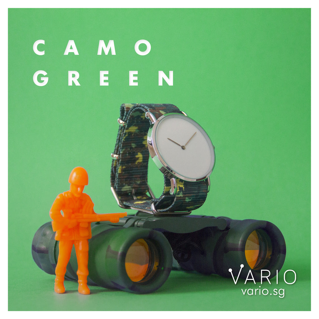 vario camo green strap with toy soldier