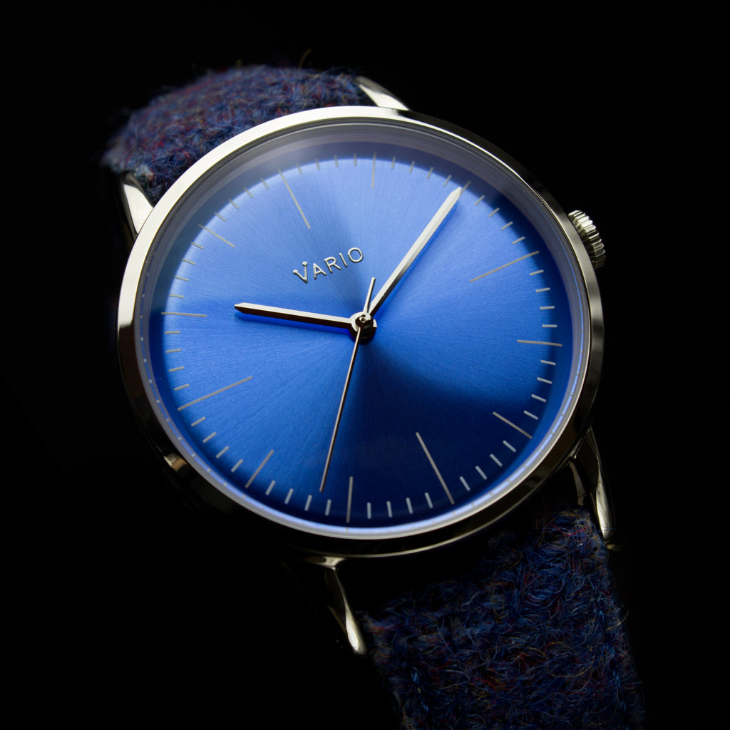 vario eclipse topaz blue watch handwound sweeping quartz