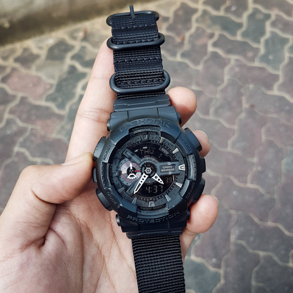 gshock with vario strap and casio adapter