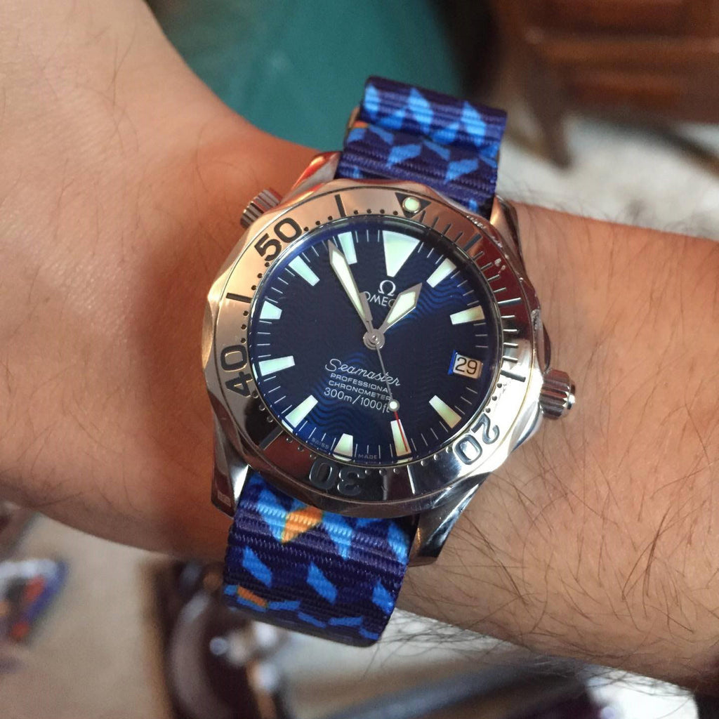 omega seamaster on vario ocean chevron graphic strap