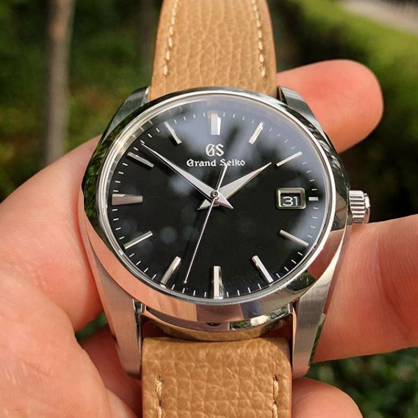 grand seiko on vario italian leather watch strap