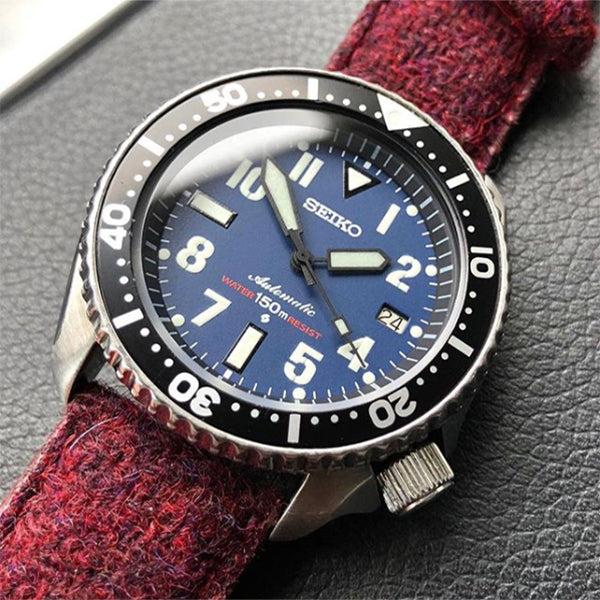 Seiko Skx mod watch on Vario Harris Tweed strap by #varioeveryday memb