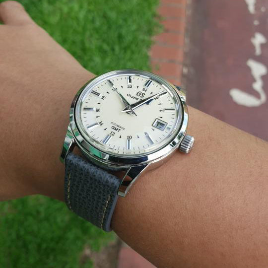 grand seiko on vario italian leather watch strap