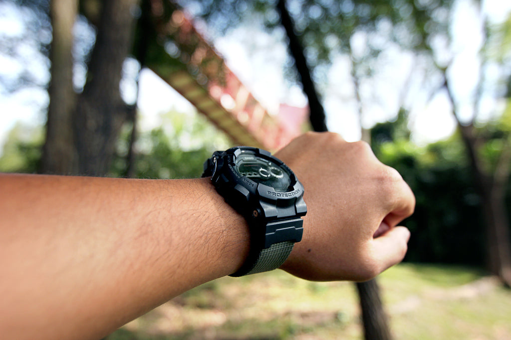 casio gshock gd100 on vario ballistic nylon strap and casio adapter