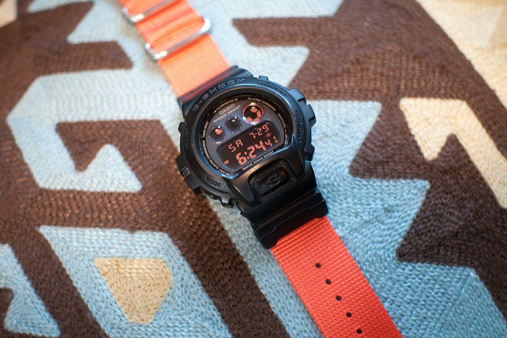 Ballistic Nylon Fire Orange horlogebandje met G-Shock NAVO-adapter