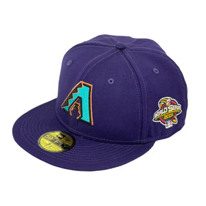 ARIZONA DIAMONDBACKS PURPLE (2001 WORLD SERIES) NEW ERA 59FIFTY FITTED (GREY BRIM) - 4ucaps.com