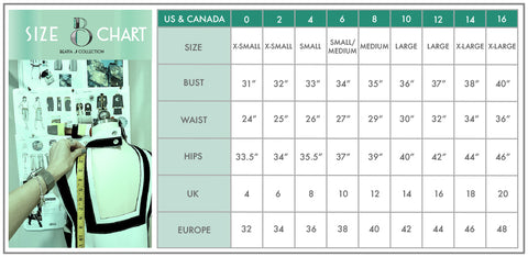 international, size chart for women with bust, waist and hips