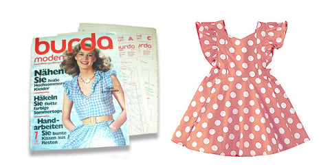 A Burda, sewing fashion magazine with patterns for unique garments and the polka-dot dress that Beata wore to save animals