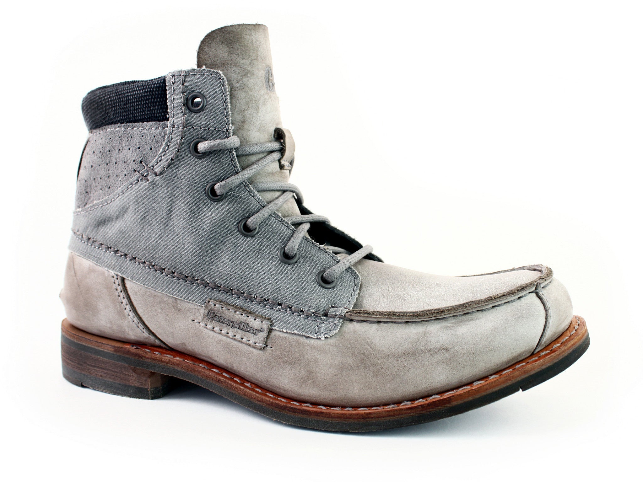 grey caterpillar boots