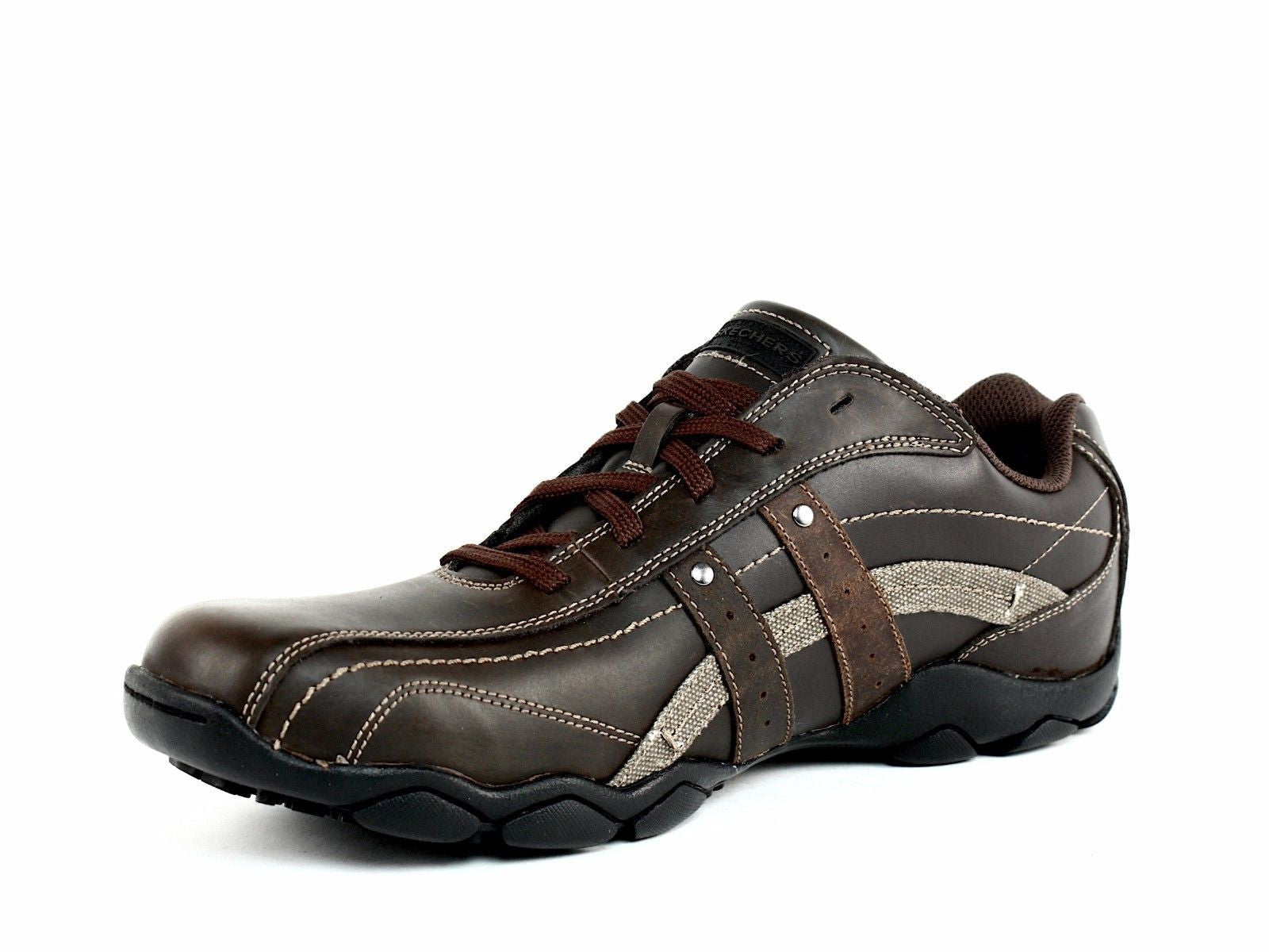 Skechers BLAKE Oxford Men's Work Casual Brown Leather Shoes Sneakers ...