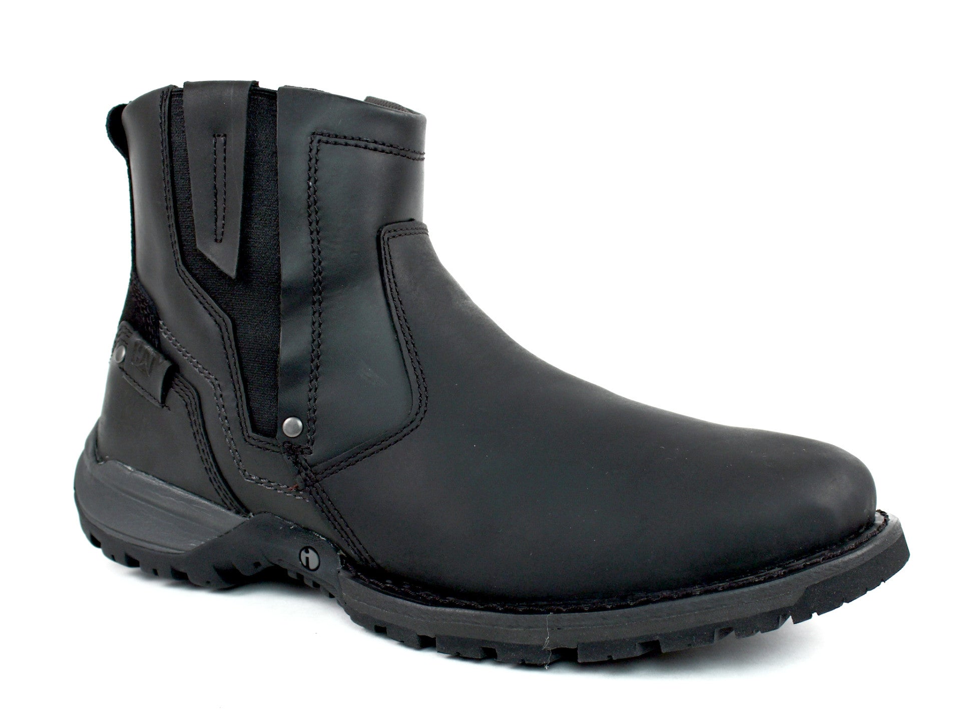 mens black leather pull on boots