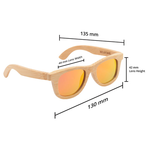 kids nozone bamboo sunglasses dimensions