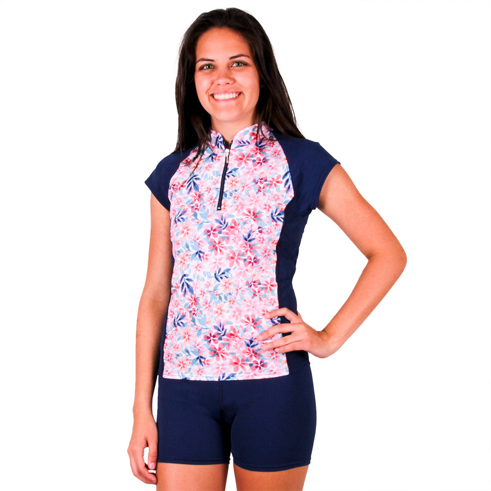 women's swim shirt and shorts