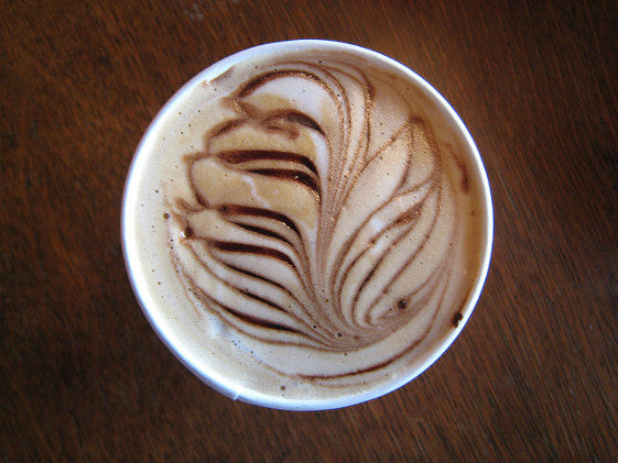 Image of A Mocha Coffee on a wooden table