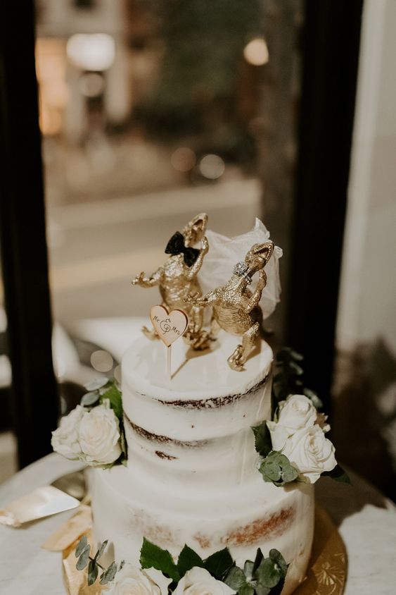 Personalised Wedding Cake Topper in metalic Champagne at Peach Hamper |  Peach Hampers