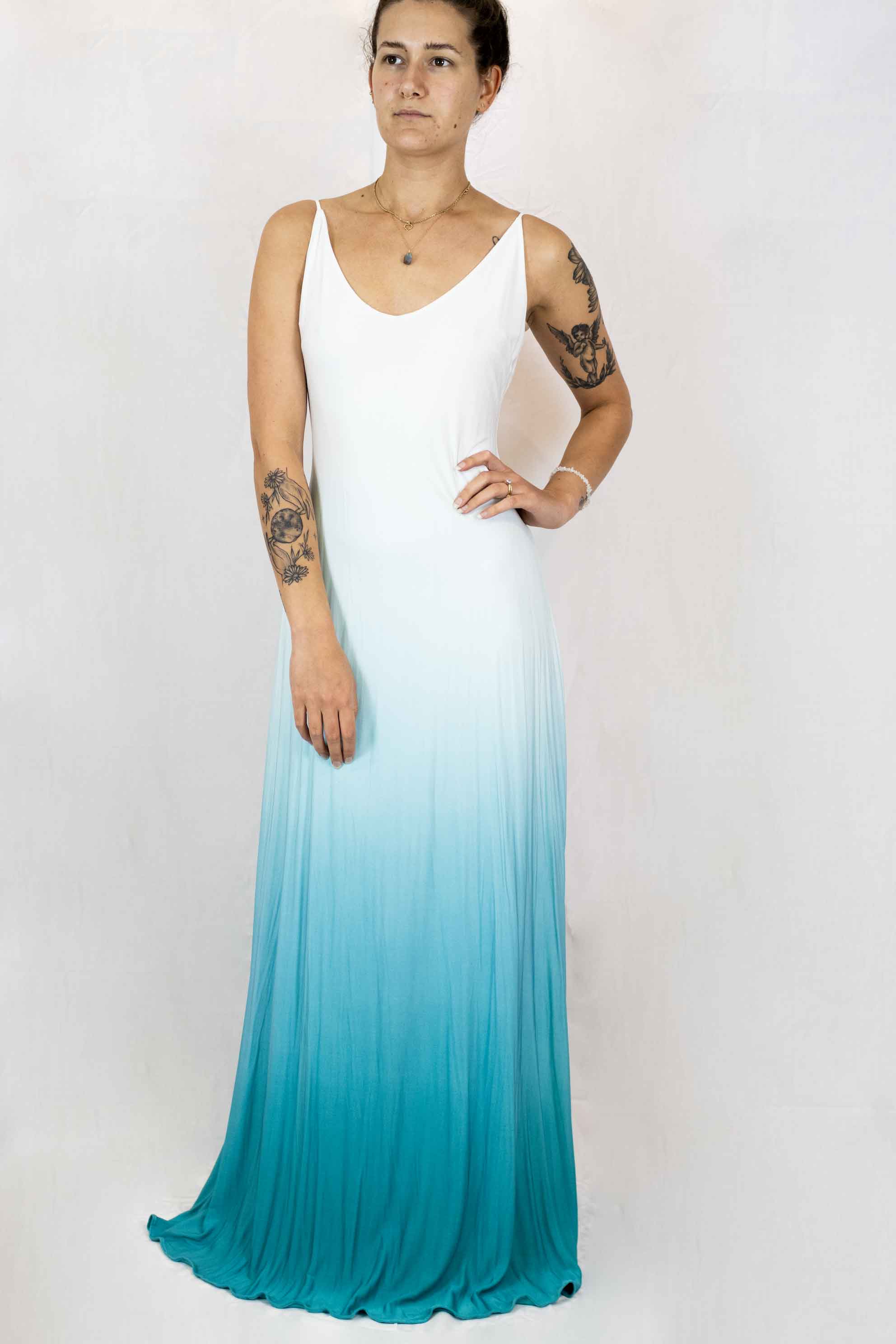 Blue Dip Dye Slip Dress