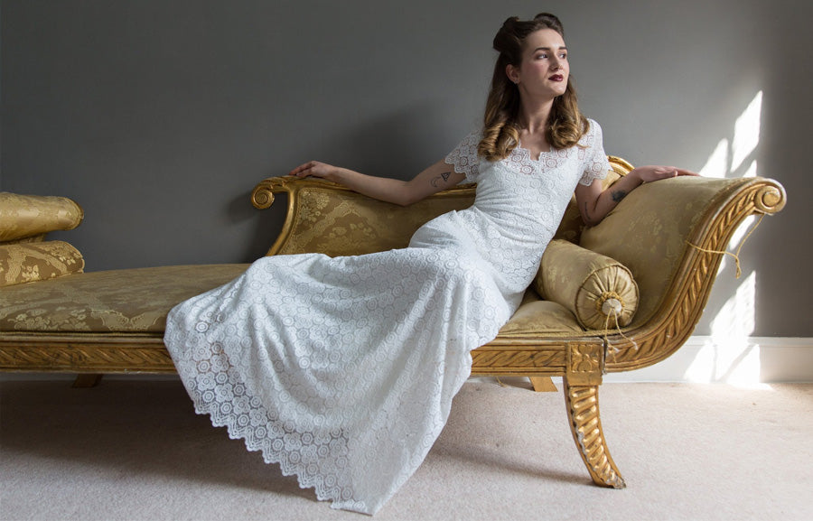 A beautiful example of a boho wedding dress