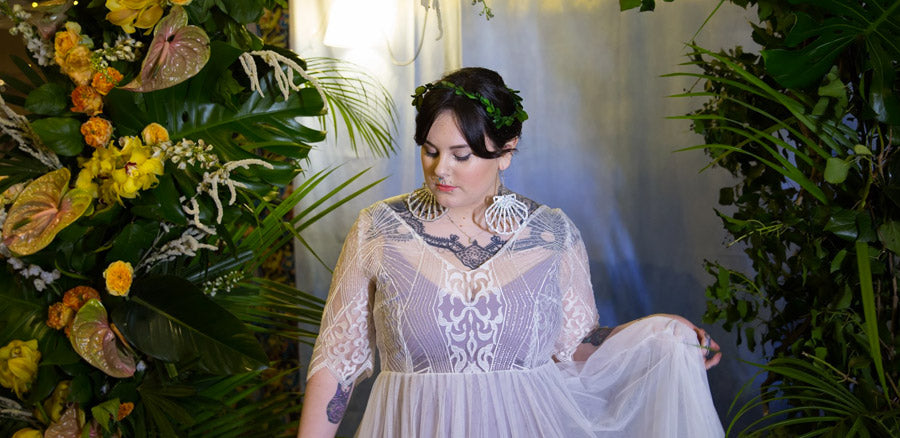 Bride with a chest tattoo