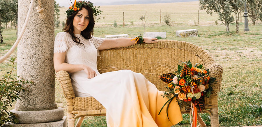 Orange coloured wedding dress