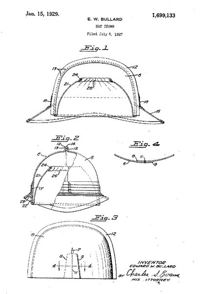 Hat crown patent diagram