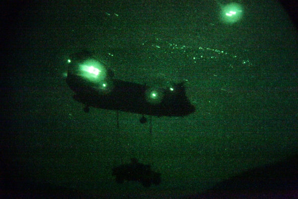 Helicopter flying at night