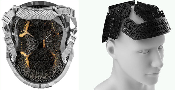 microlattice pads for ballistic helmets