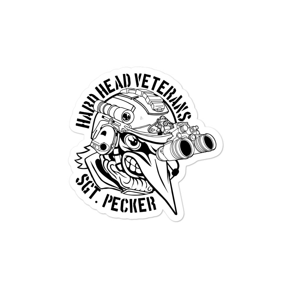 Black & White Sgt. Pecker Bubble-free stickers - Hard Head Veterans product image