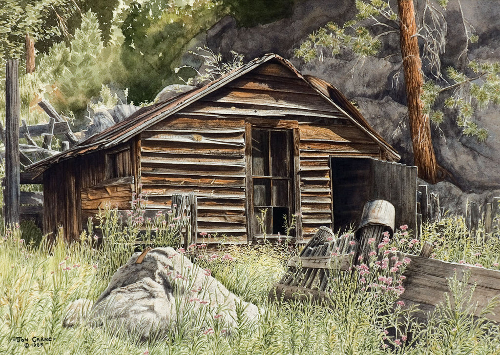 Old Fishing Cabin Rustic Wall Art by Judy Loughman