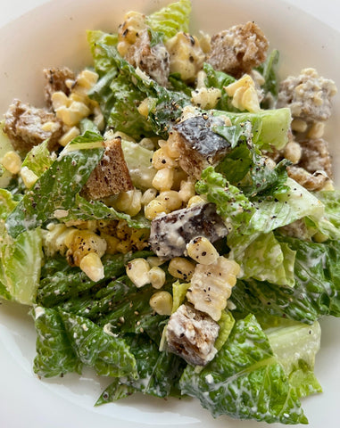 Grilled Sweet Corn Caesar Salad with Creamy Lemon Caesar Dressing