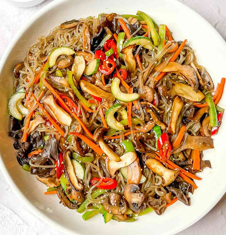 Japchae with wine