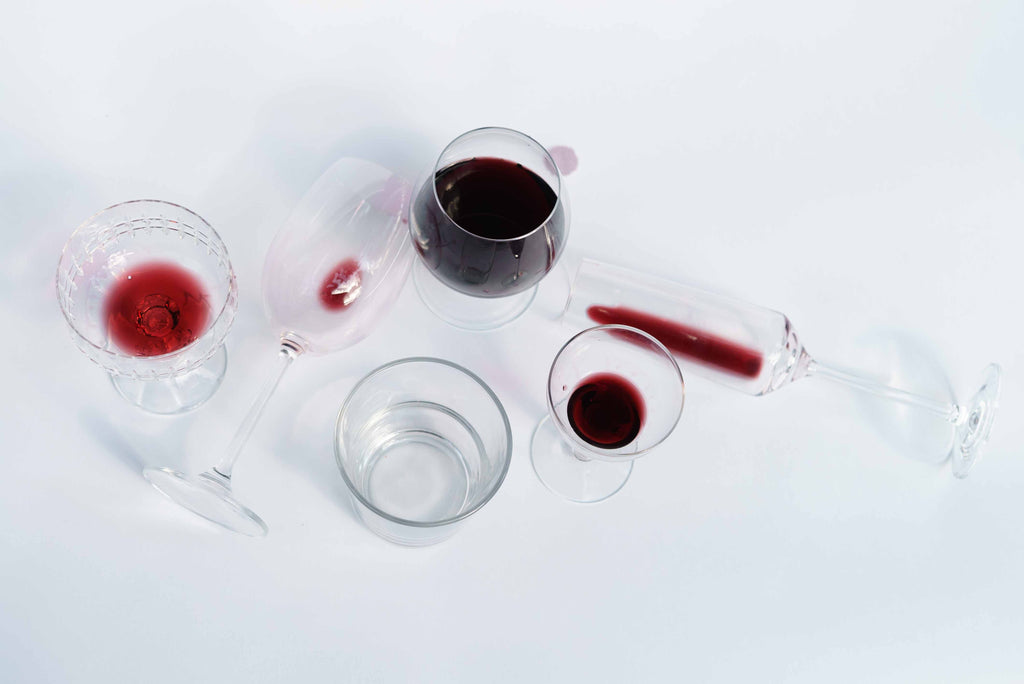 Various wine glasses red wine