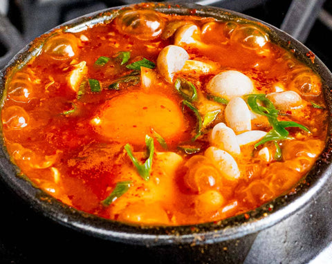 Sundubu Jjigae with wine