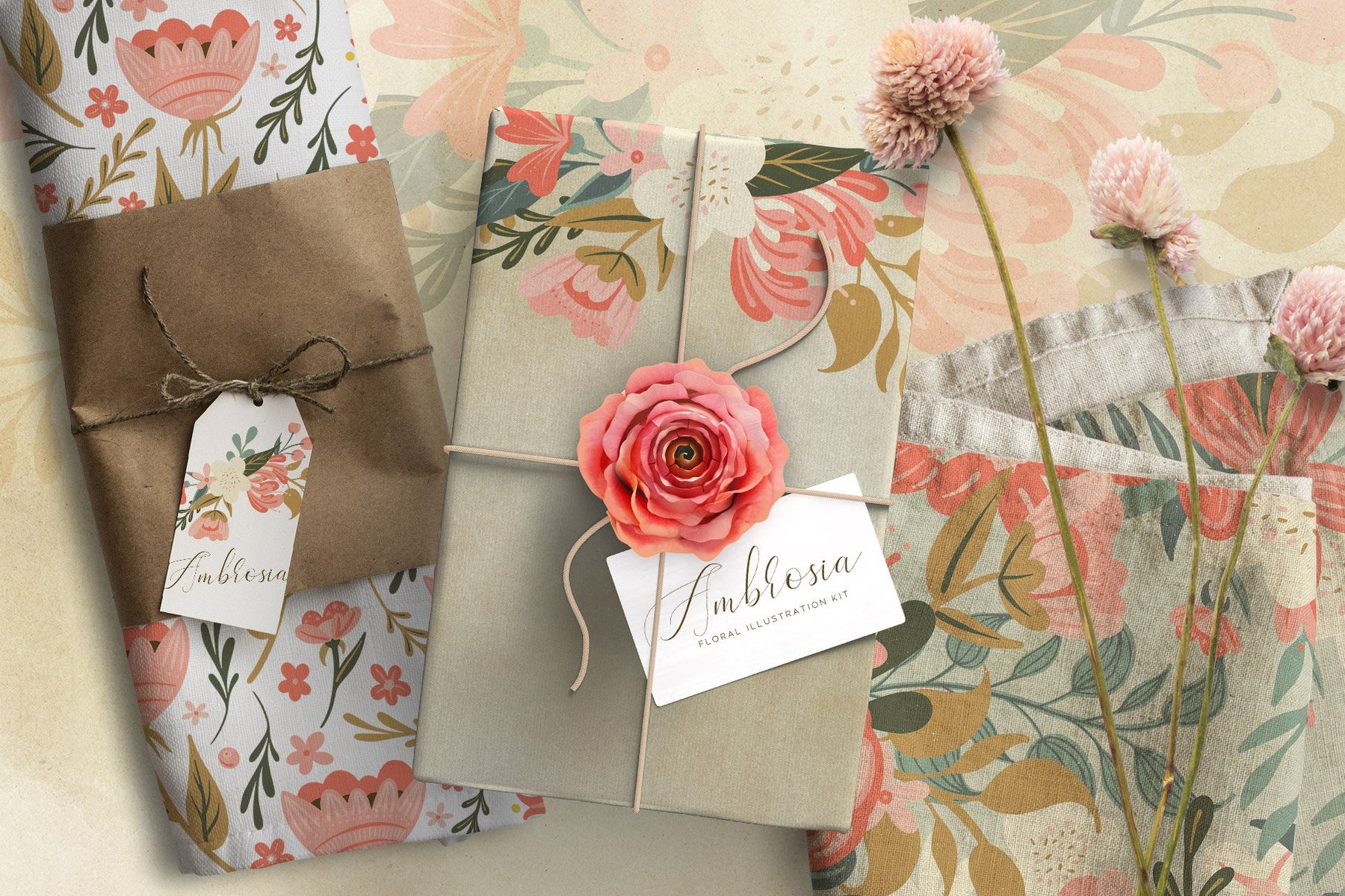 Ambrosia Floral Illustration Clip Art Kit – Avalon Rose Design
